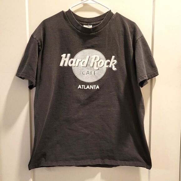 VINTAGE 90s Hard Rock Cafe Atlanta t-shirt Large Black Made in USA - Picture 1 of 4